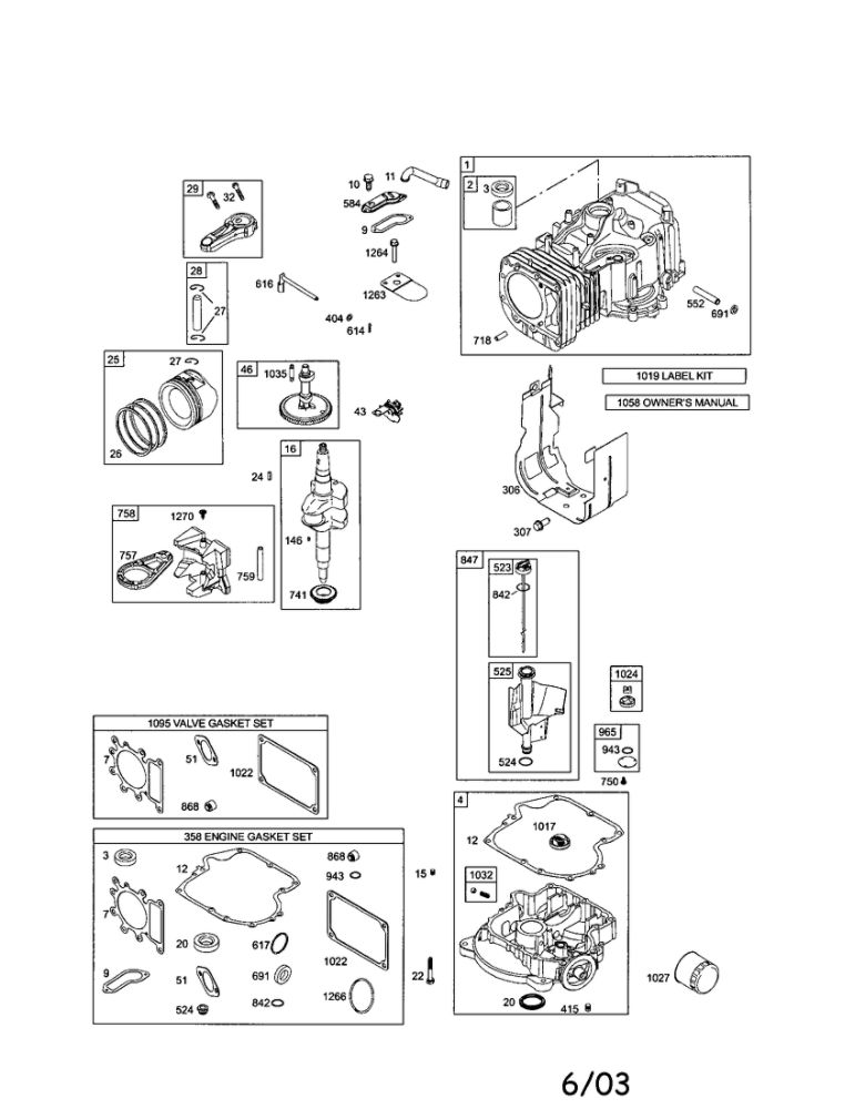 Cylinder/Sump-Engine Diagram and Parts List for 31D777-0035  Briggs and Stratton Engine